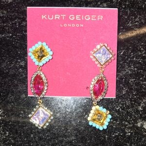 Kurt Geiger Gold and Multicolor Drop Earrings